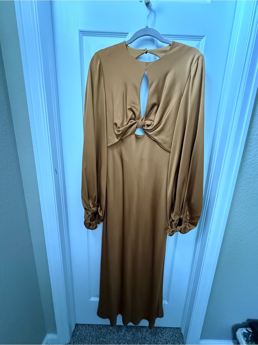 Anthropologie Elegant Twist-Front Long Sleeve Dress - Bronze Sz 6